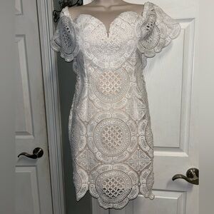 Lulu’s Dressy Lace Dress Small Off the Shoulder
